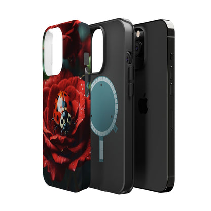 Elegant Rose & Ladybug Charm - MagSafe iPhone Case