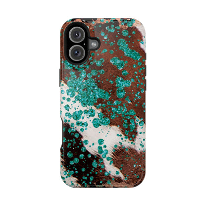 Teal Glitter Cowhide - MagSafe iPhone Series Case