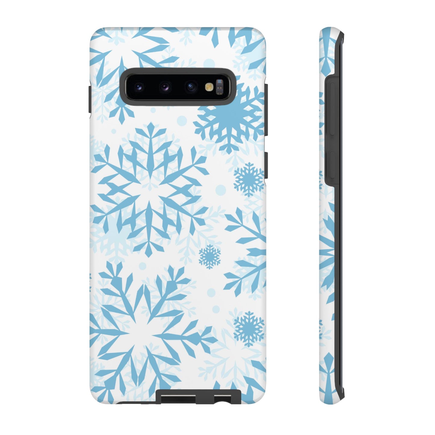 Frosty Blue Snowflakes Samsung Galaxy Case – Shockproof, Smooth Matte Finish, Dual-Layer Design