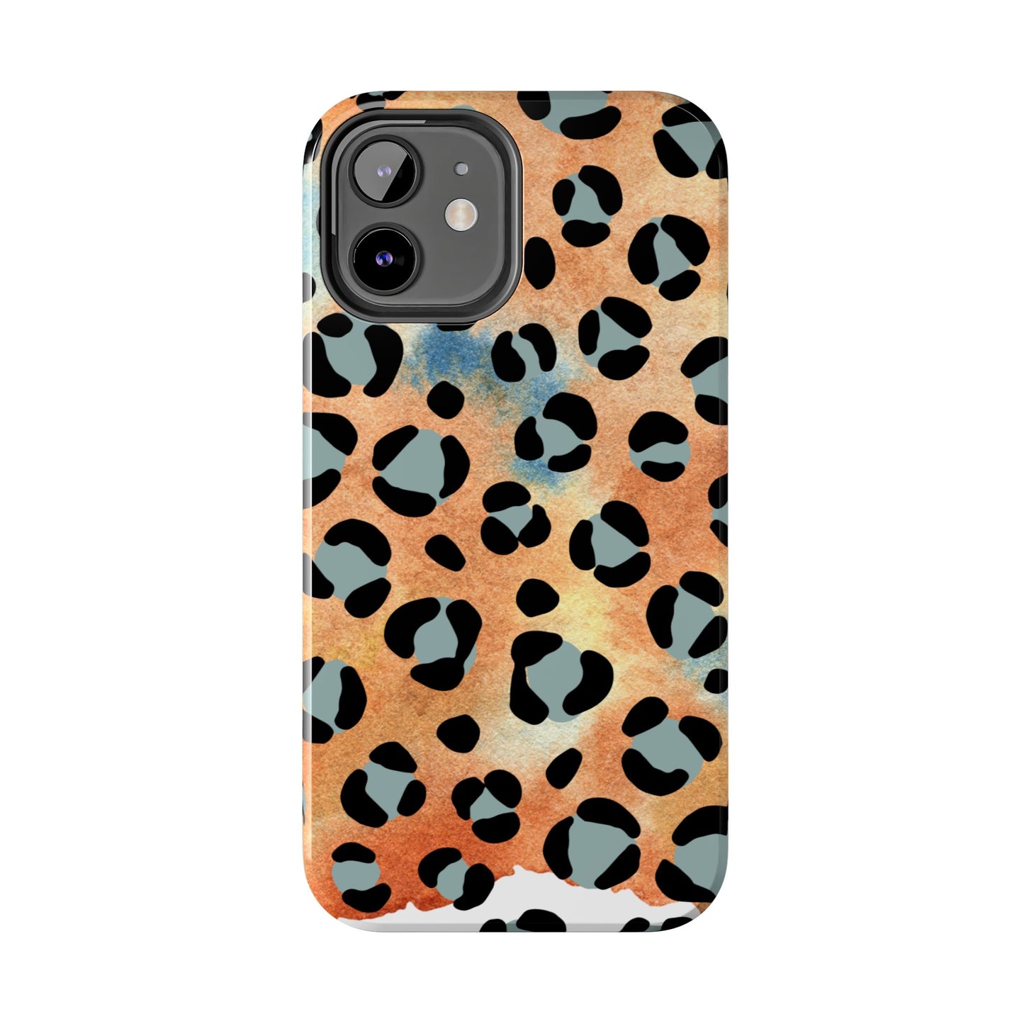 Sunset Watercolor Leopard Print Tough iPhone Case – Artistic Animal Pattern with Dual-Layer Protection