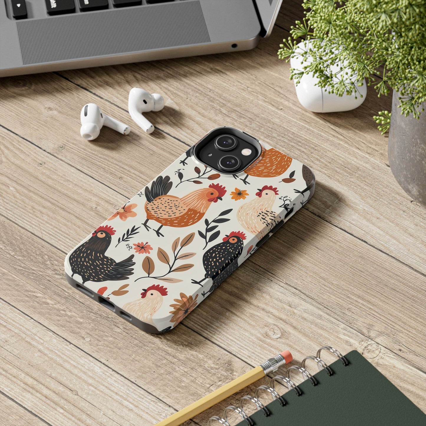 iPhone Case: Cluckin' Vintage – Chickens & Leaves