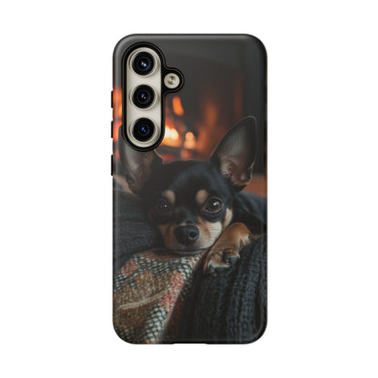 Cozy Chihuahua Fireplace Samsung Galaxy Case – Warm and Protective Design