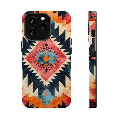 Bold Aztec Pattern Tough MagSafe iPhone Case – Vibrant Geometric Design, Dual-Layer Protection