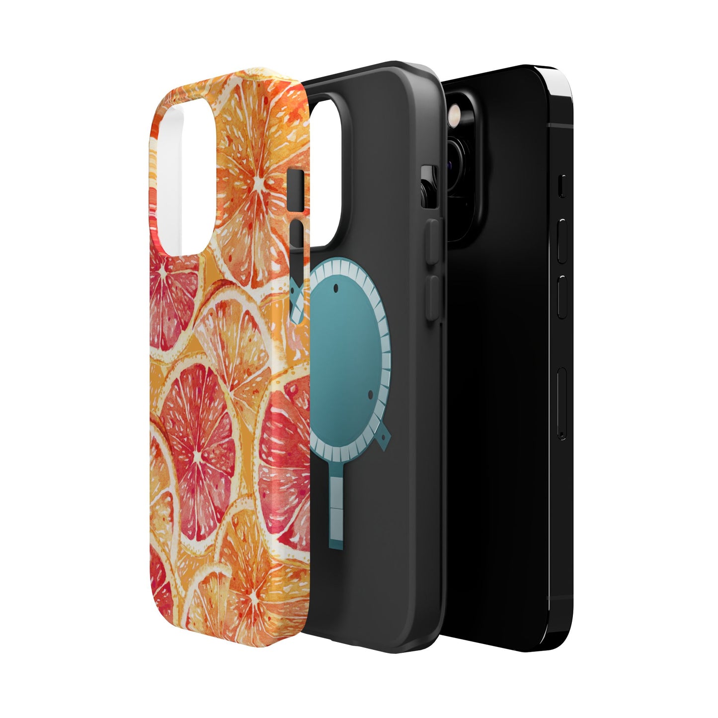 Watercolor Citrus Splash Tough MagSafe iPhone Case – Vibrant Fruit Print, Shock-Resistant Design