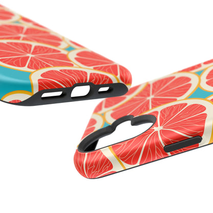 Ruby Grapefruit Pop Tough MagSafe iPhone Case – Vibrant Citrus Design, Shock-Resistant Protection