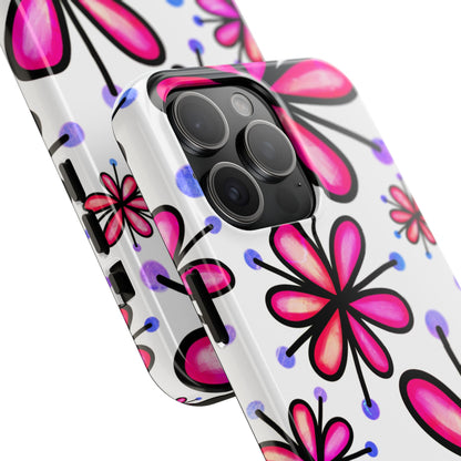 Pink Retro Bloom iPhone Case – Ultra-Slim Design, Glossy Finish