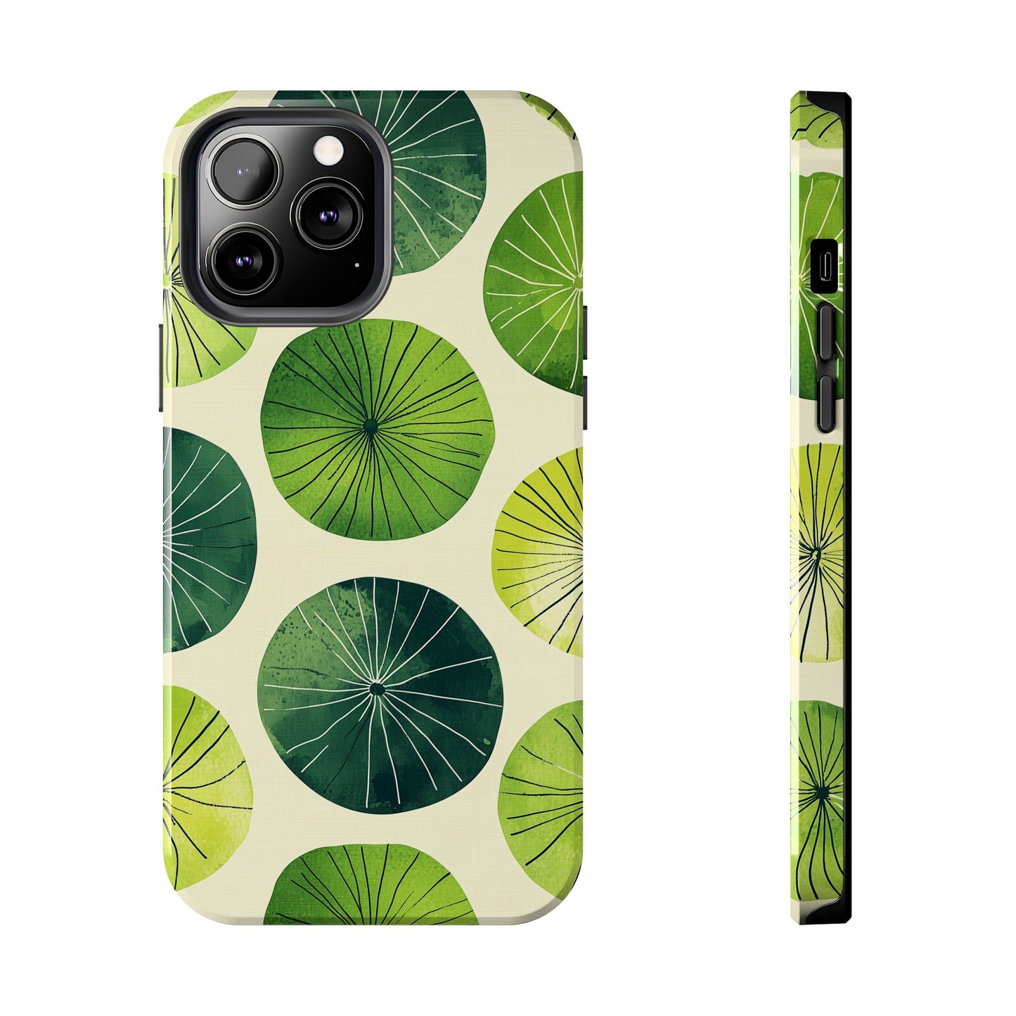 Watercolor Lily Pads iPhone Case – Shockproof, Matte Finish, Dual-Layer Protection