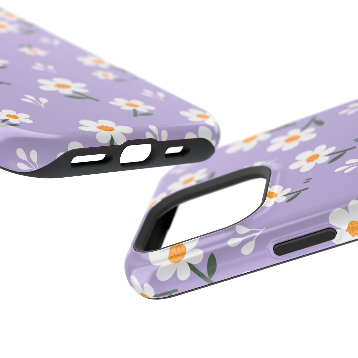 Purple Daisy Garden MagSafe  iPhone Case – Soft Lavender Background, Shockproof Protection with Slim Fit