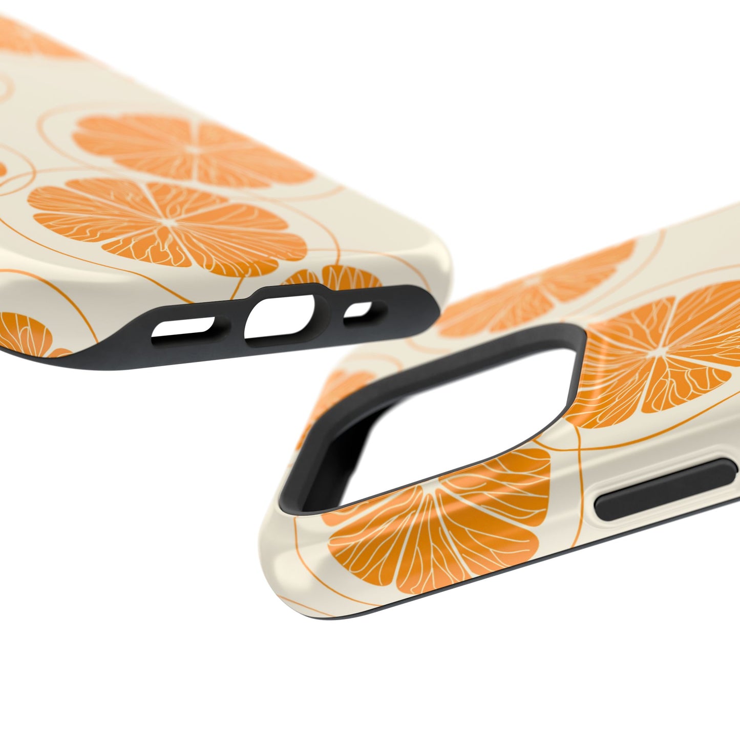 Citrus Burst Pattern Tough MagSafe iPhone Case – Bold Orange Design, Shockproof Protection