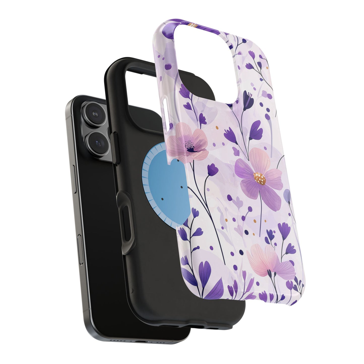 Purple Floral Bliss MagSafe iPhone Case – Delicate Blossom Design