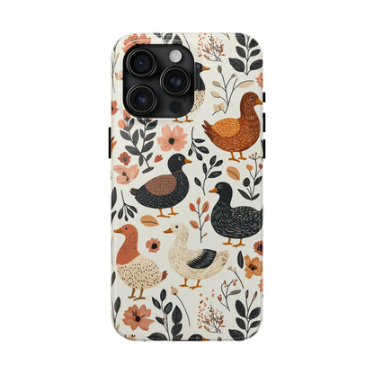 Farm Duck & Flowers iPhone Case – Vintage Floral Design