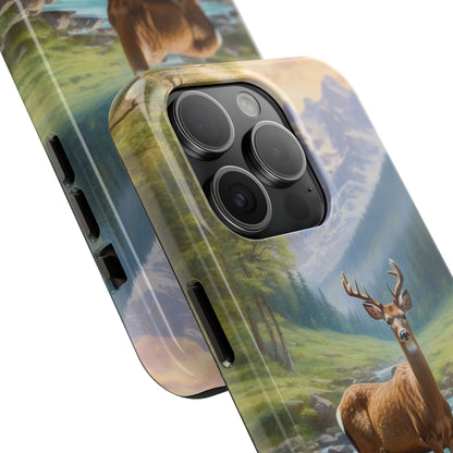 Alpine Serenity – Stag in Mountain Bliss iPhone Cases