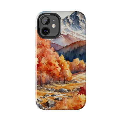 Watercolor Autumn Forest and Mountains - iPhone Case