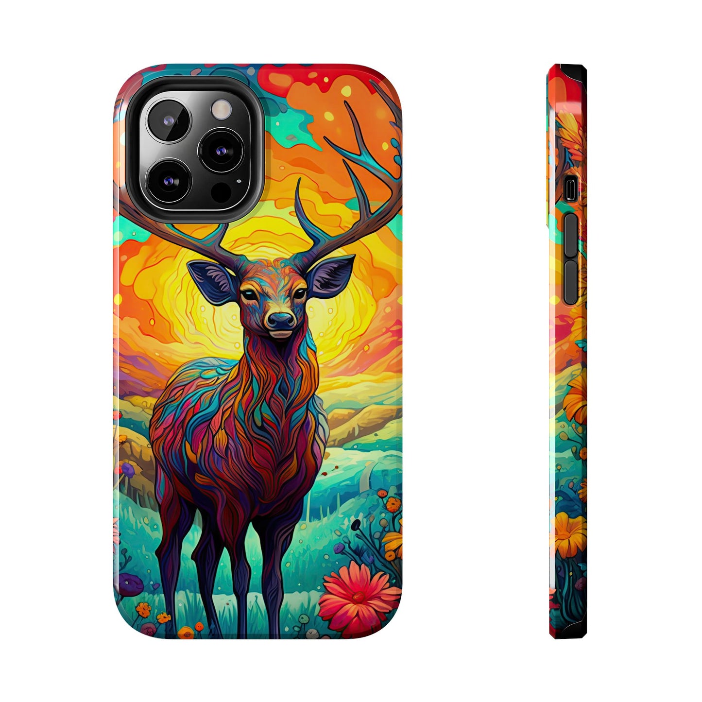 Vibrant Stag in Bloom – iPhone Case