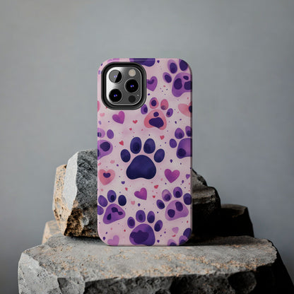 Purple Paw Print iPhone Case - Playful Pet Lover’s Protective Cover