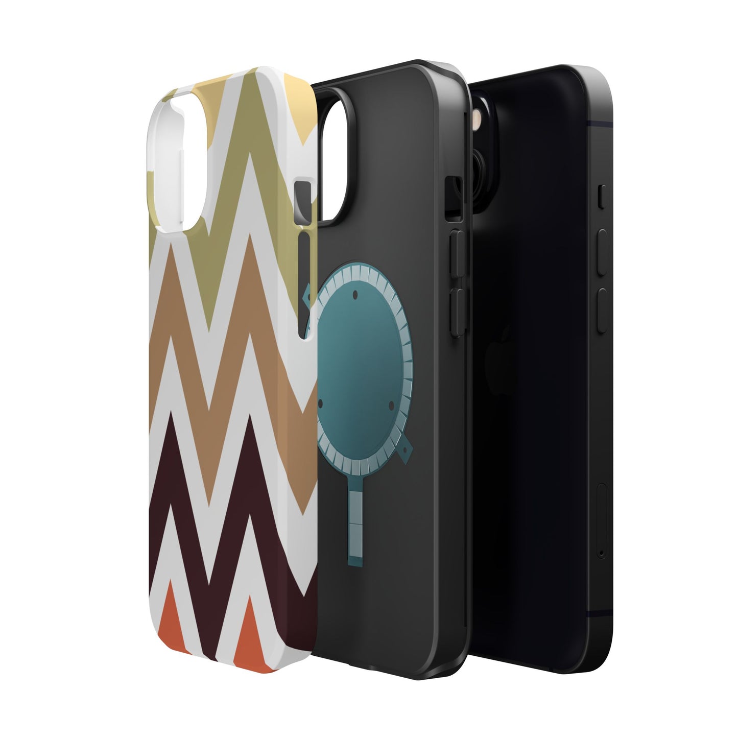 Earthy Chevron MagSafe iPhone Case – Boho-Inspired Design with Dual-Layer Protection