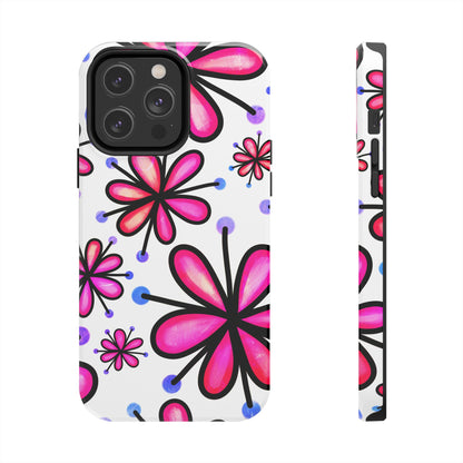 Pink Retro Bloom iPhone Case – Ultra-Slim Design, Glossy Finish