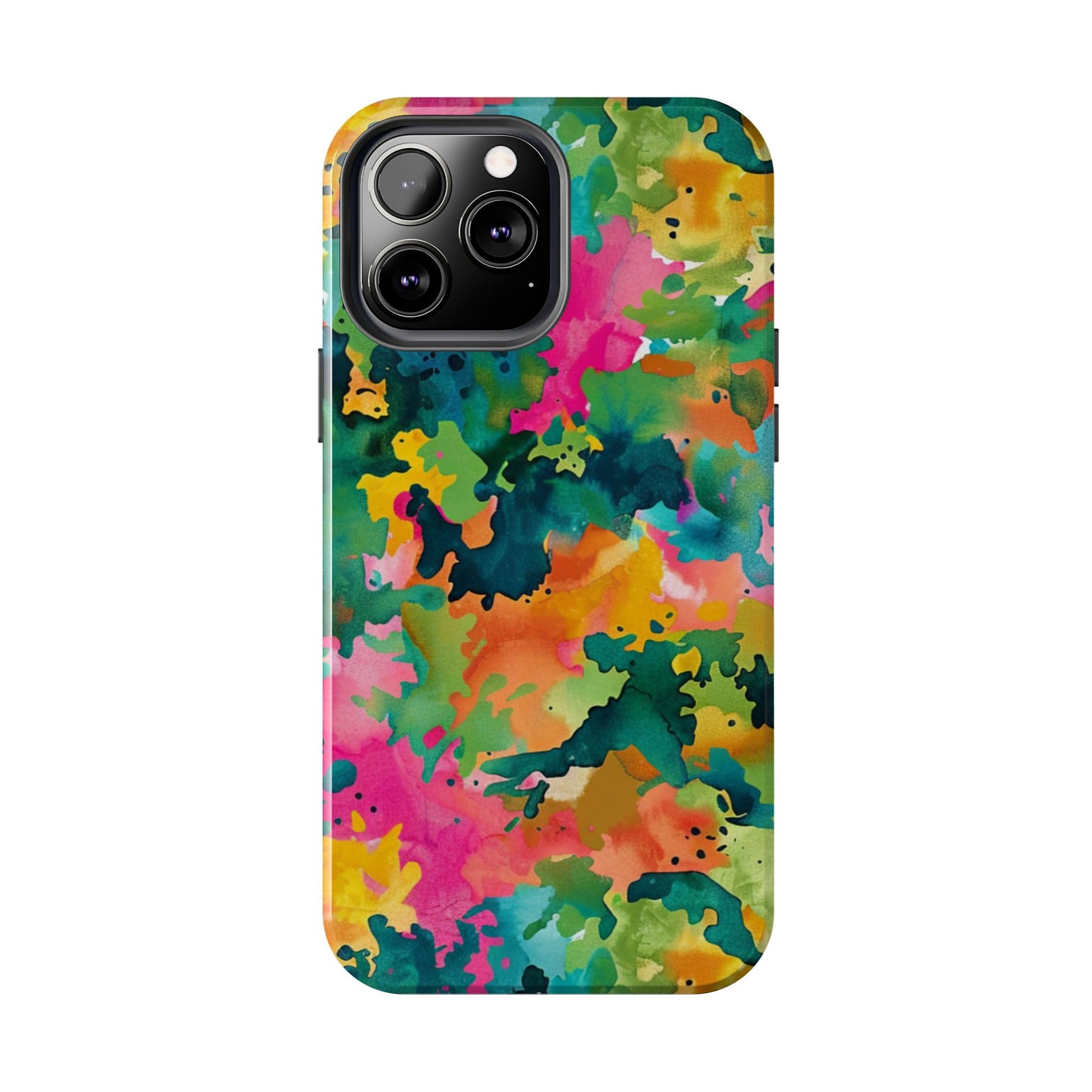 Vibrant Watercolor Splash iPhone Case – Bold Multicolor Artistic Design