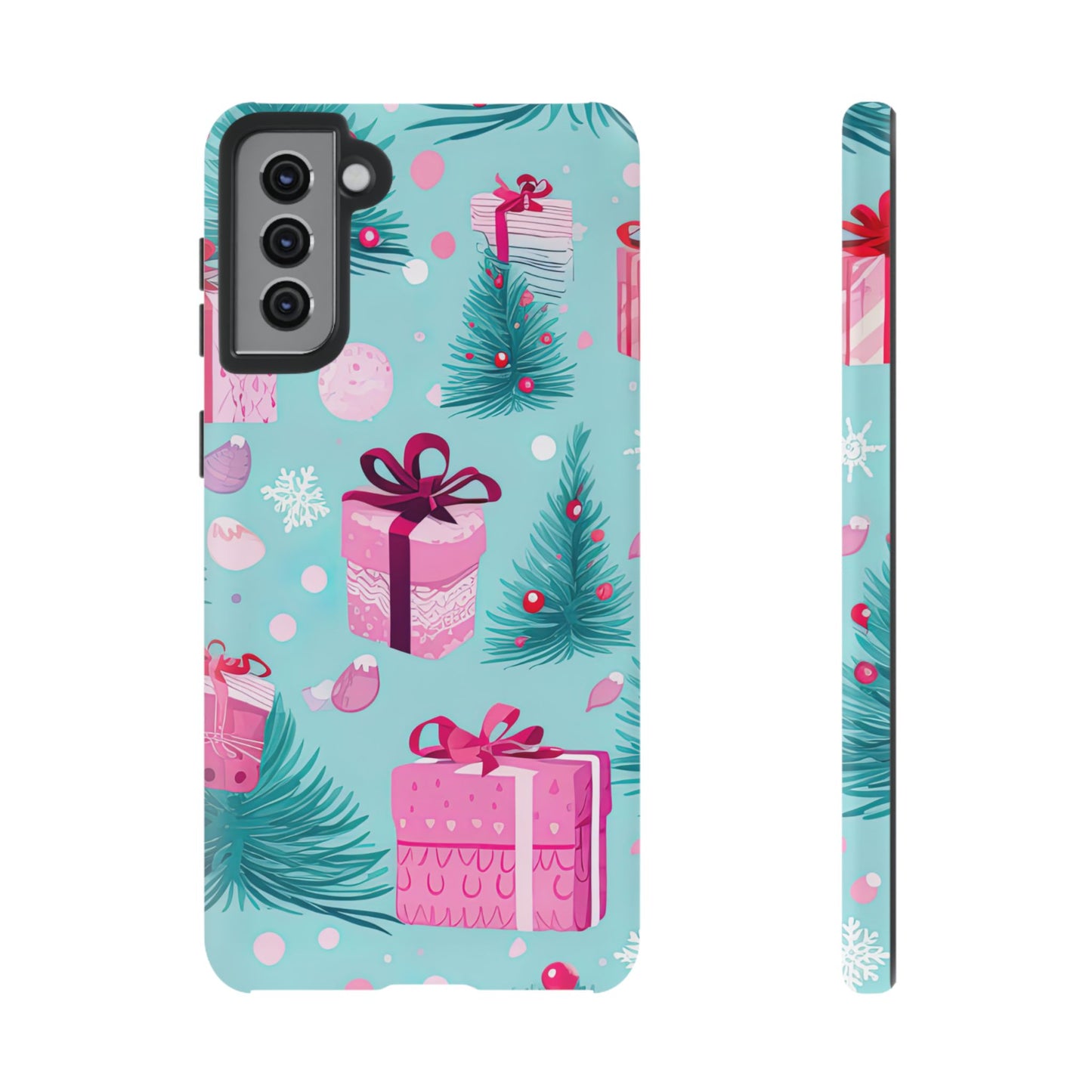 Festive Pink Christmas Gifts and Evergreen Samsung Galaxy Case – Holiday Theme, Protective Cover