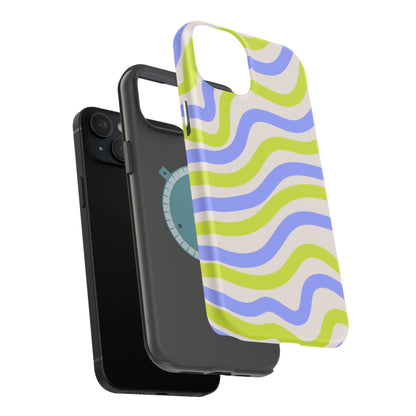 Neon Wave MagSafe iPhone Case – Bold Dual-Layer Protection with 70s-Inspired Vibe