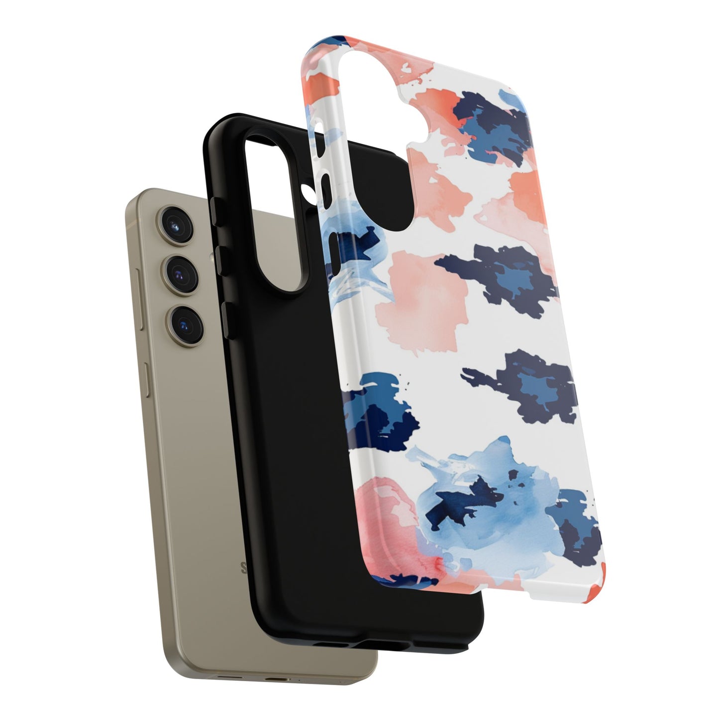 Abstract Coral & Navy Watercolor Design – Samsung Galaxy Case