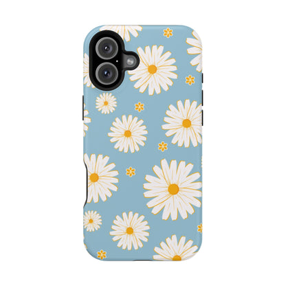 Bright Daisy MagSafe iPhone Case – Light Blue Background, Shockproof and Slim Design