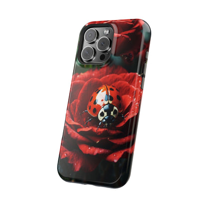 Elegant Rose & Ladybug Charm - MagSafe iPhone Case