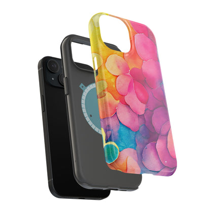 Sunset Petals Watercolor MagSafe iPhone Case – Slim Design, Glossy Finish