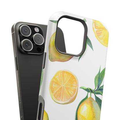 Lemon Grove Watercolor Tough MagSafe iPhone Case – Fresh Citrus Design, Dual-Layer Protection