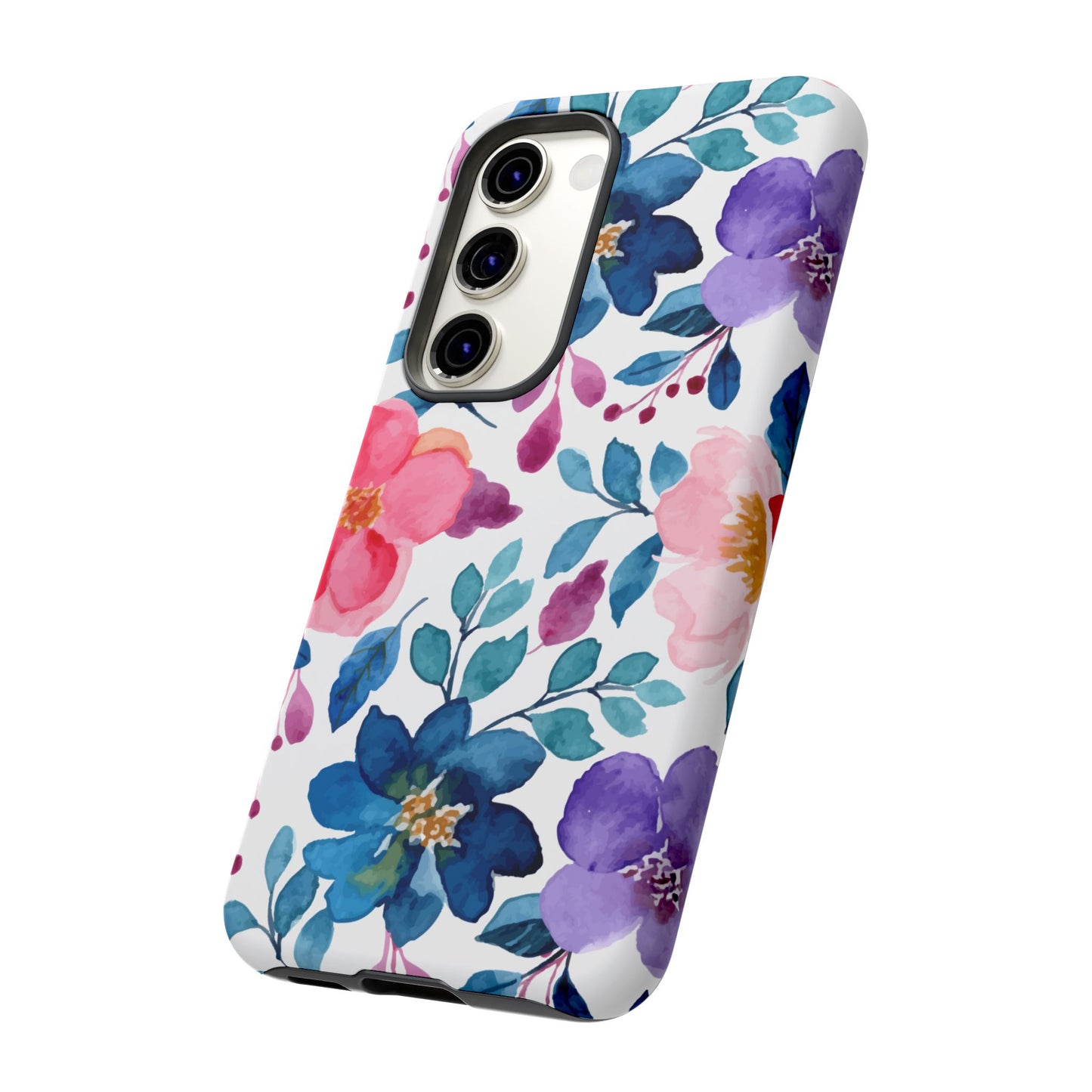 Mystic Bloom – Samsung Galaxy Case with Blue & Pink Watercolor Florals