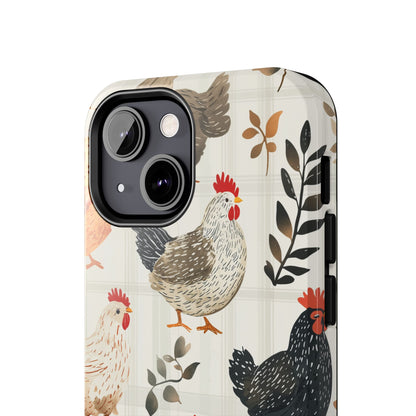 iPhone Case: Vintage Chicken & Leaves – Farmhouse Style Case