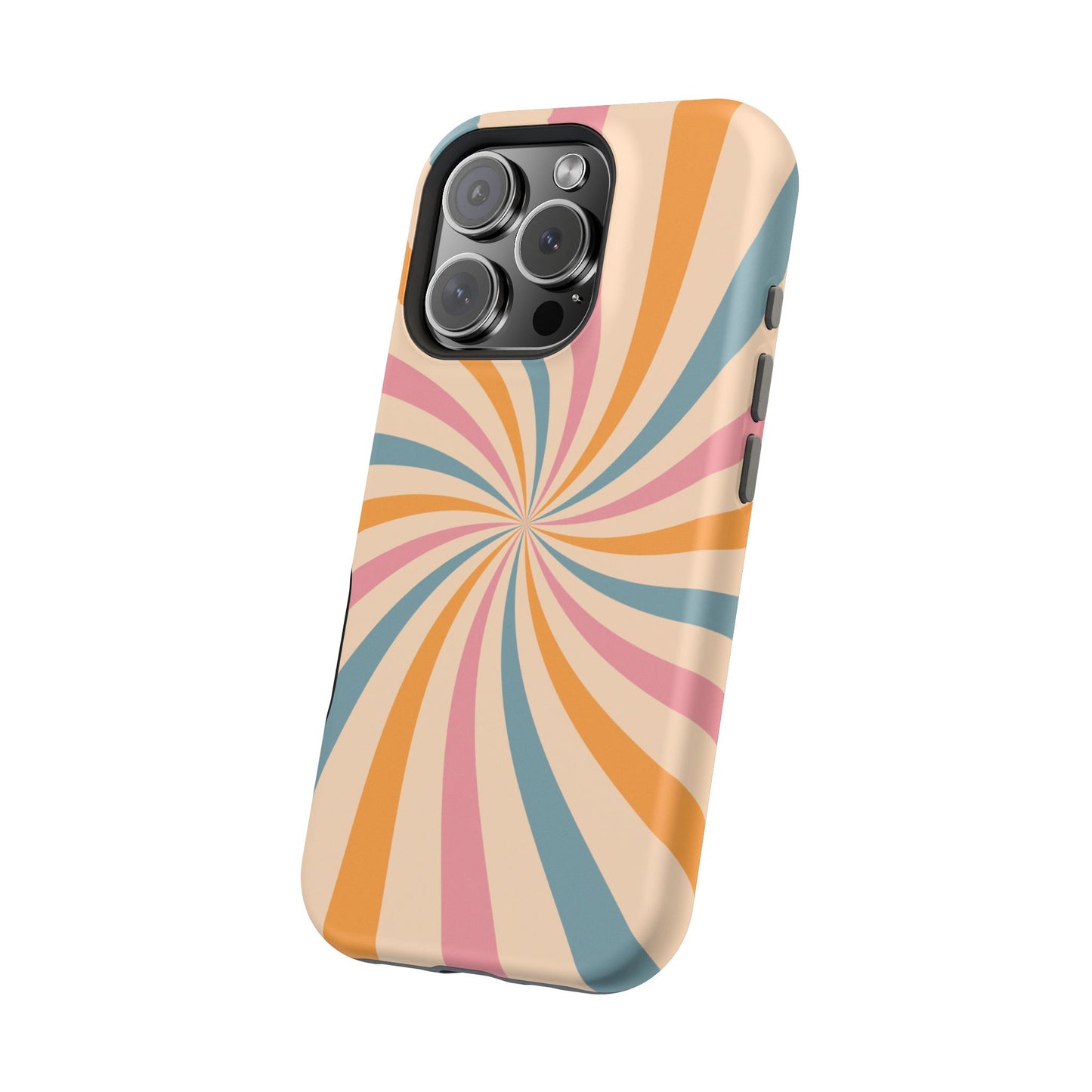 Retro Swirl Pattern MagSafe iPhone Case – Bold 70s Vibe in Pink, Orange, and Orange