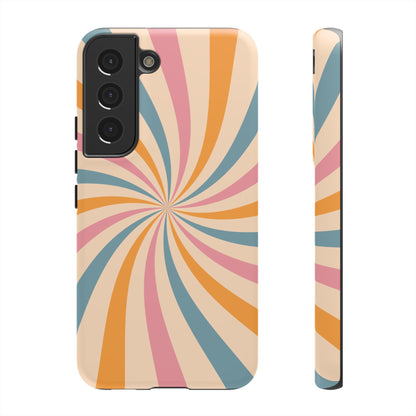 Retro Swirl Pattern Samsung Galaxy Case – Bold 70s Vibe in Pink, Orange, and Teal