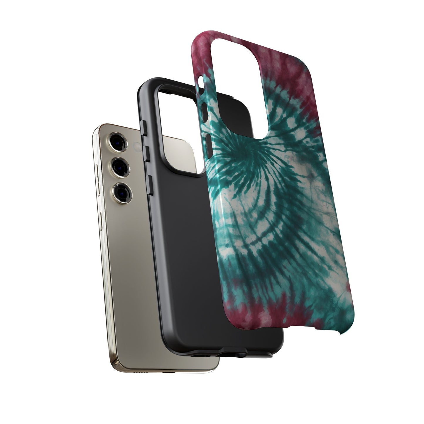 Teal and Pink Spiral Tie-Dye Samsung Galaxy Case – Boho Chic Design