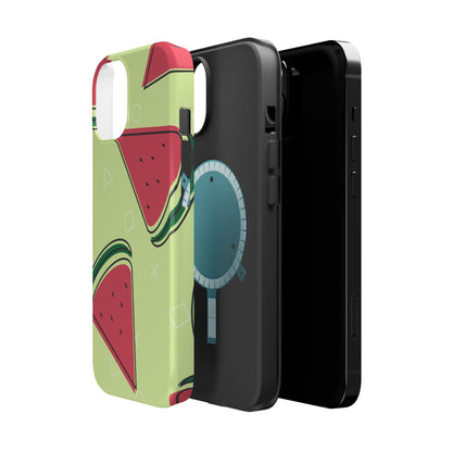 Watermelon Slice MagSafe iPhone Case – Fresh & Fun Design with Retro Geometric Pattern