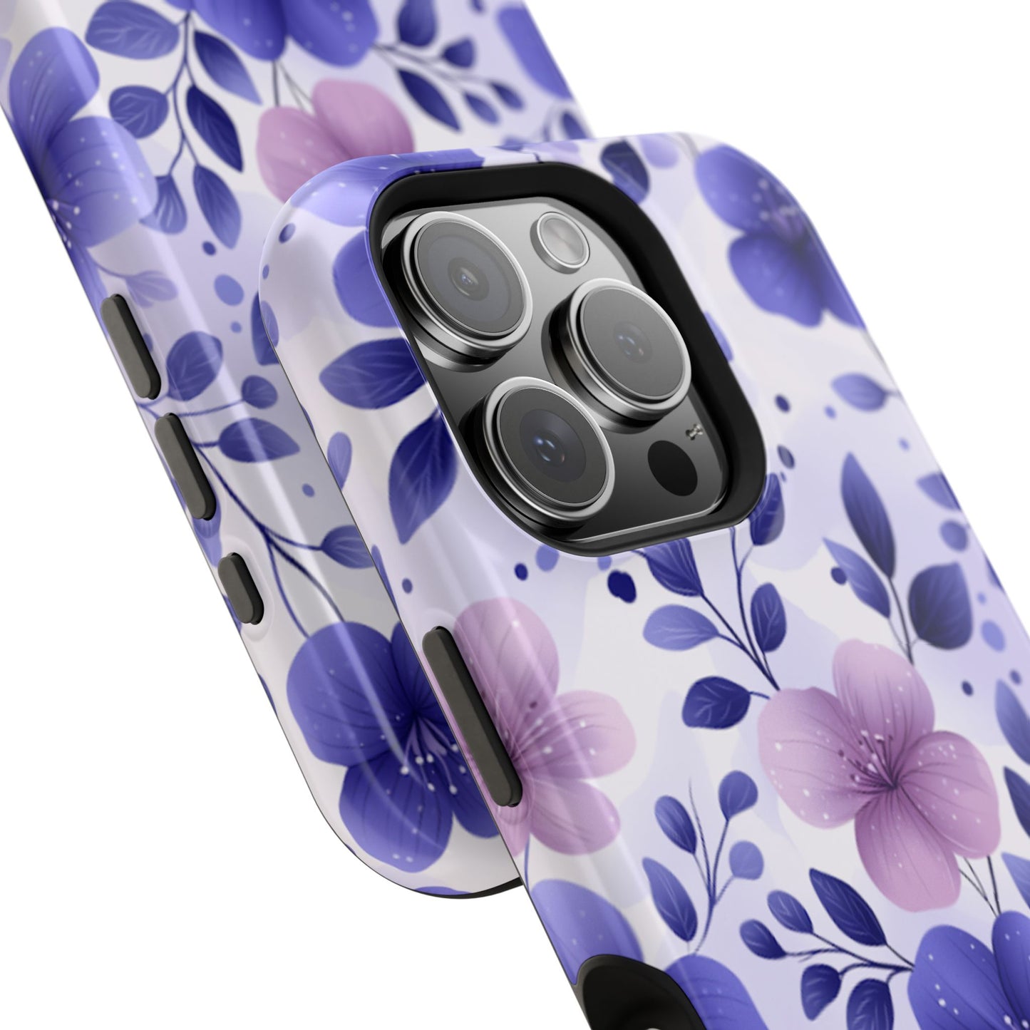 Purple Floral MagSafe iPhone Case – Durable Protection with Elegant Flower Design