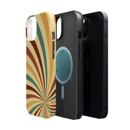 Earthy Retro Swirl MagSafe iPhone Case – Dual-Layer Protection with 70s-Inspired Earth Tones