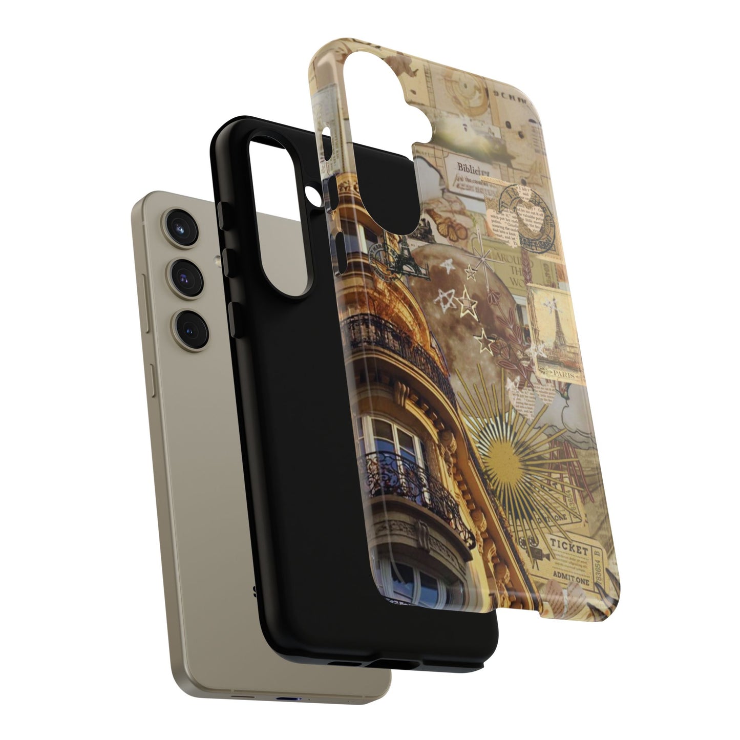 Parisian Dream Collage Samsung Galaxy Case – Dual-Layer Protection with Vintage French Aesthetic