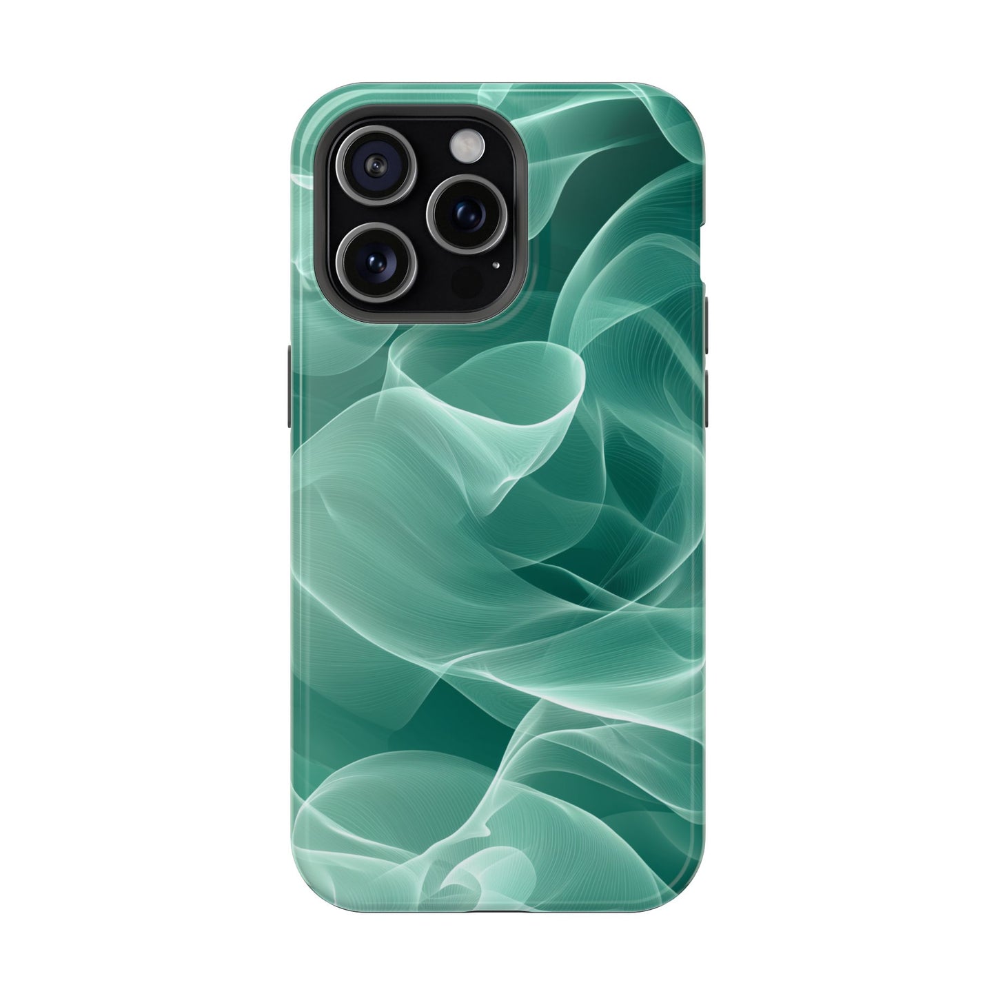 Emerald Flow MagSafe iPhone Case – Translucent Green Fabric-Inspired Design