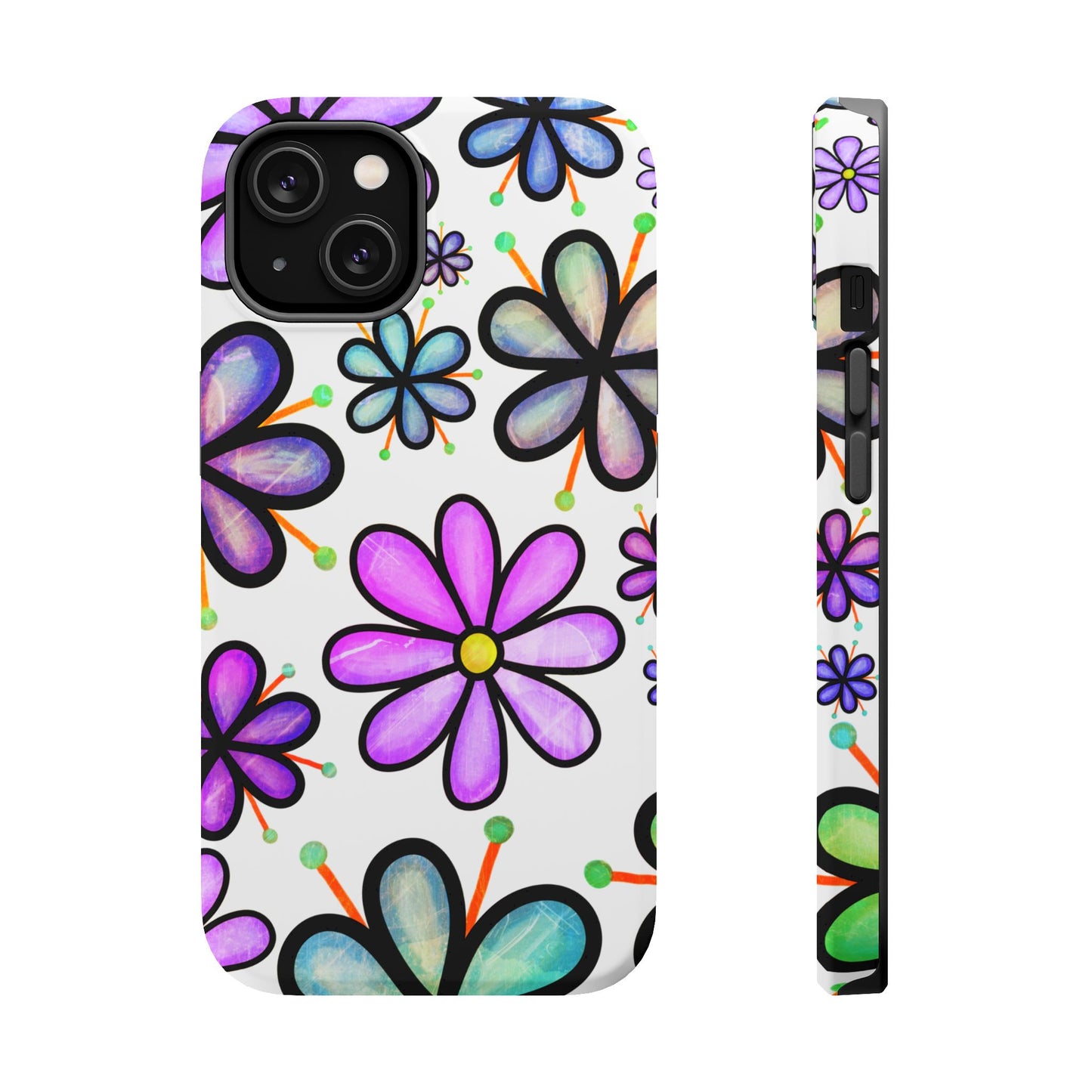 Whimsical Lavender Floral MagSafe iPhone Case – Ultra-Slim, High-Gloss Finish