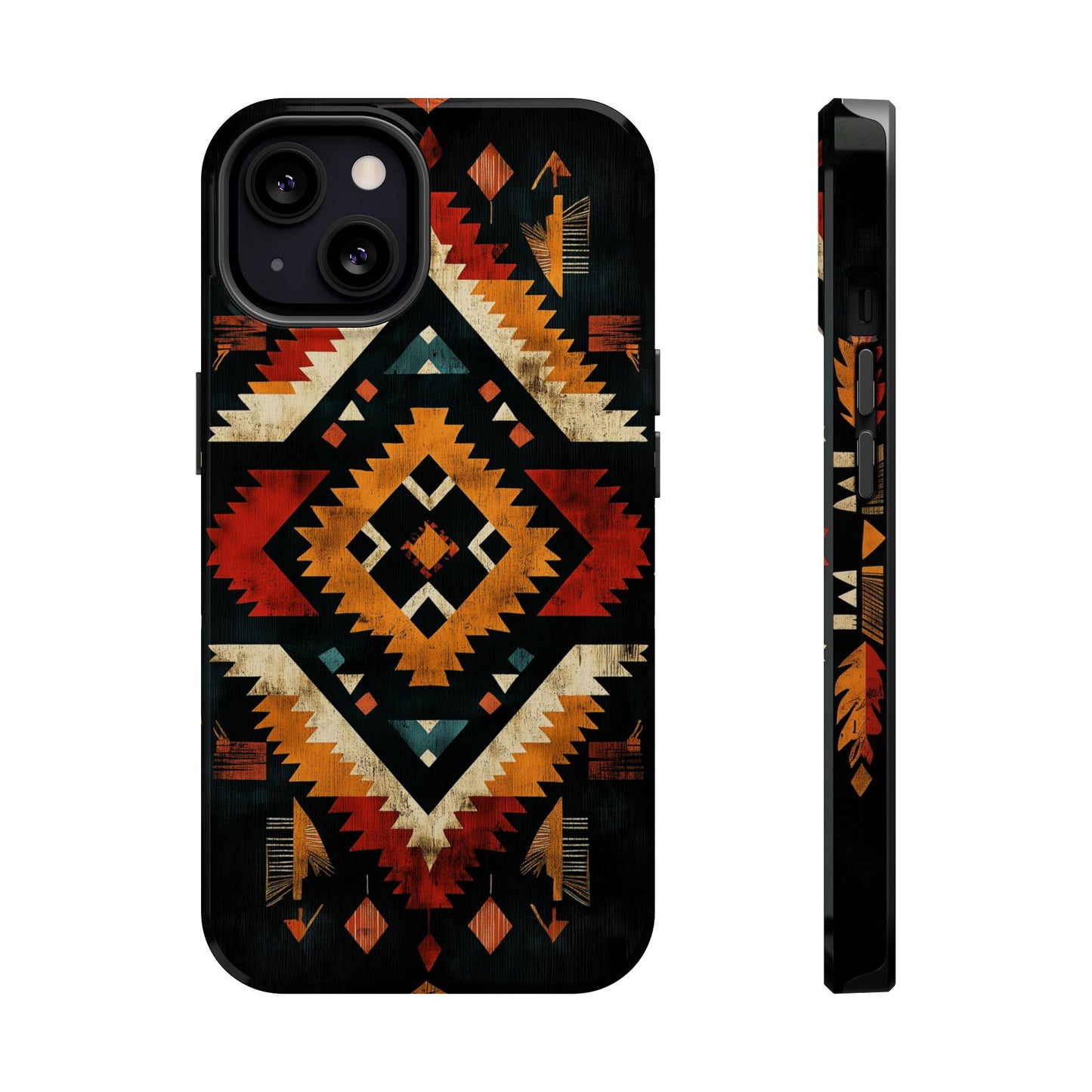 Southwestern Tribal Diamond Tough MagSafe iPhone Case – Bold Geometric Pattern, Dual-Layer Protection