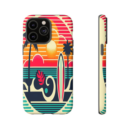 Retro Beach Vibes iPhone Case - Sunset Surfing Protective Cover