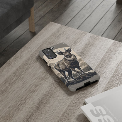 Monochrome Majesty – Regal Stag Samsung Galaxy Phone Case