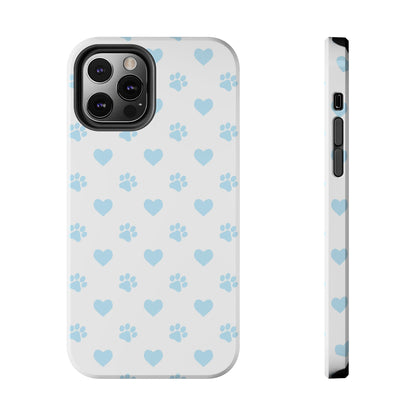 Light Blue Paw Prints & Hearts – iPhone Case for Animal Lovers