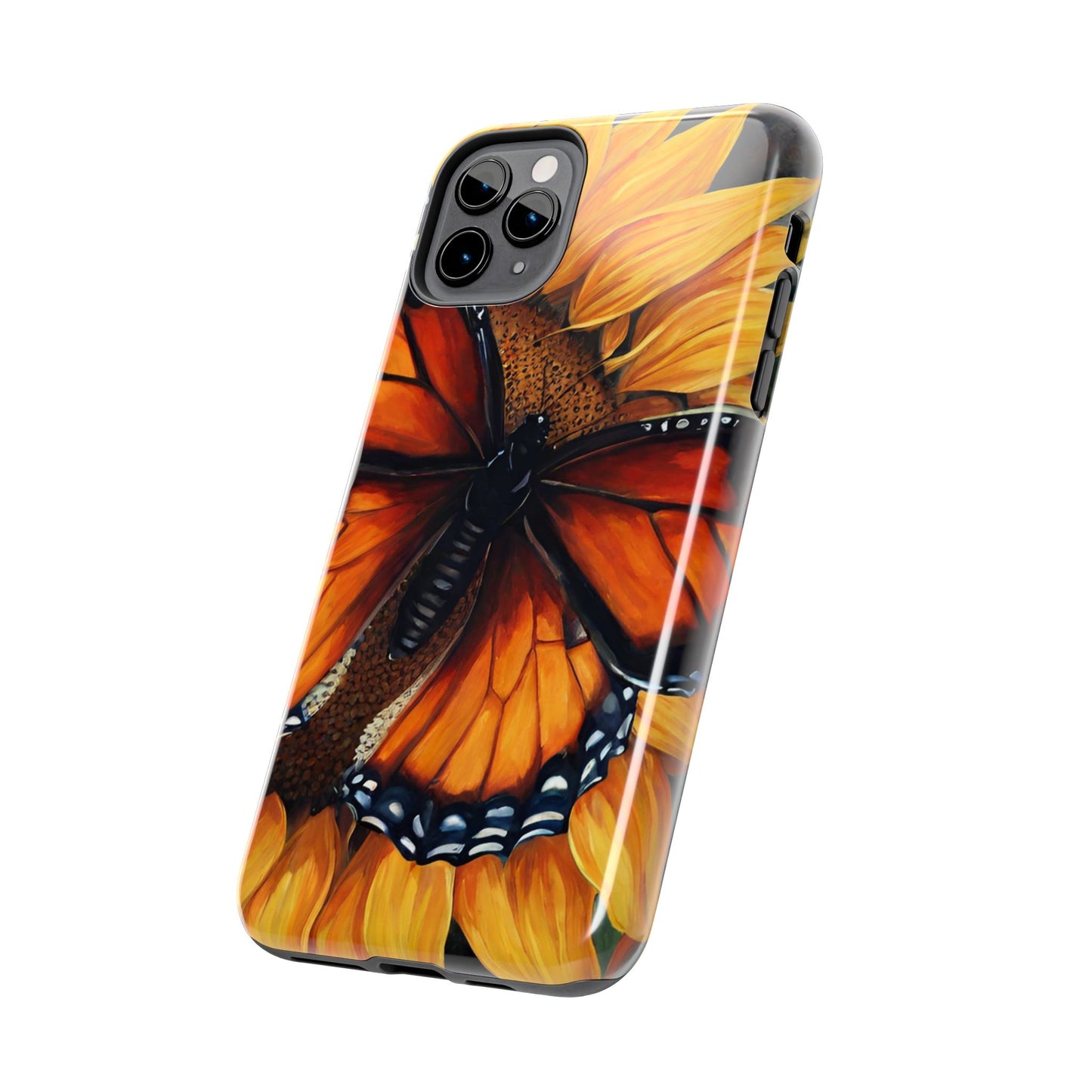 Monarch Butterfly & Sunflower Art – iPhone Case