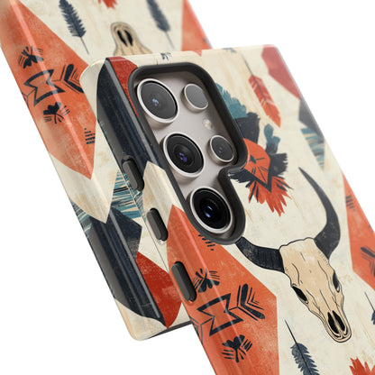 Southwestern Boho Skull Tough iPhone Case – Durable Matte Finish, Dual - Layer Protection - BOGO Cases