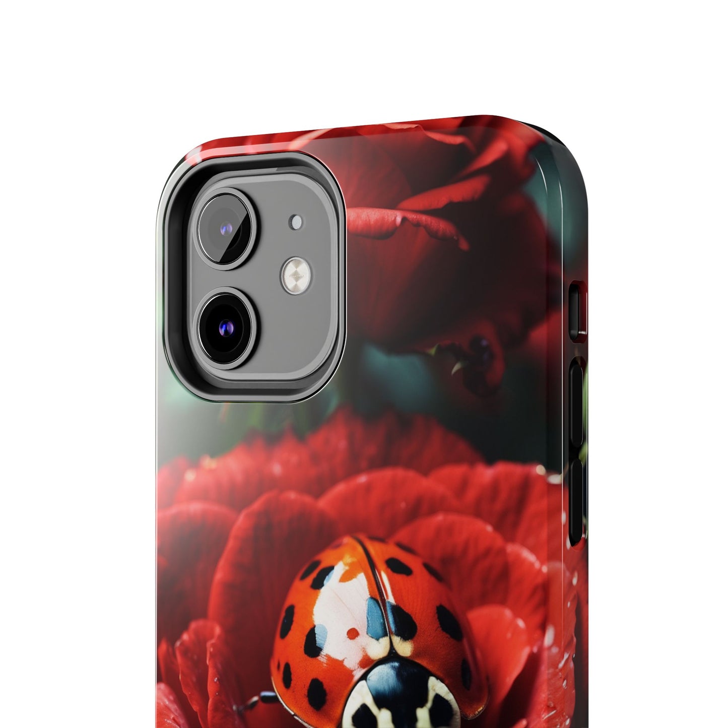 Elegant Rose & Ladybug Charm - iPhone Series Case