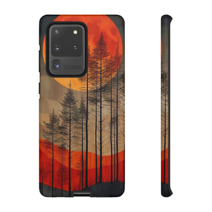 Moody Forest Moonrise Samsung Galaxy Case – Dark Landscape Design, Dual-Layer Protection