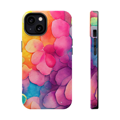 Sunset Petals Watercolor MagSafe iPhone Case – Slim Design, Glossy Finish