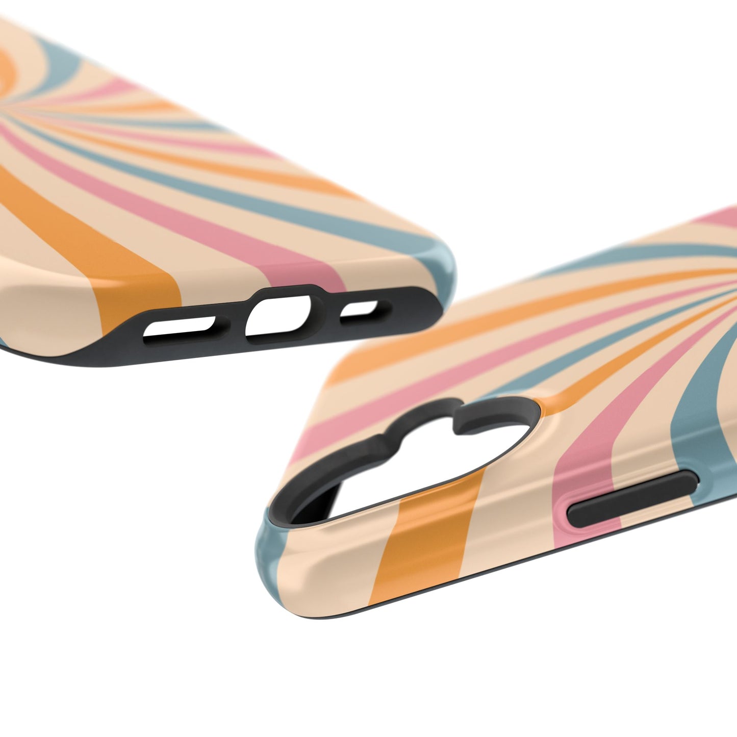 Retro Swirl Pattern MagSafe iPhone Case – Bold 70s Vibe in Pink, Orange, and Orange